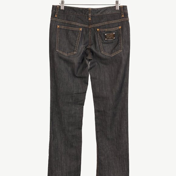 Dolce & Gabbana Charcoal Straight-Leg Logo Plaque Jeans - Picture 2 of 13